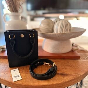 Tory Burch Black Mini Bag with Gold Accents